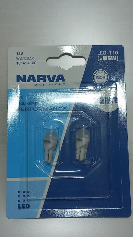 Світлодіодні лампи LED Narva Range Performance T10 (W5W) 18145410 W2,1x9,5d 12v 6000k White