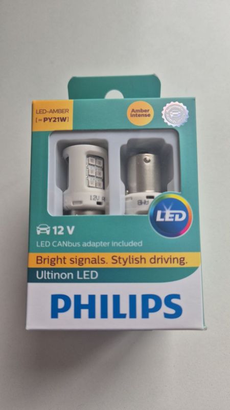 Лампи поворотні жовті led PHILIPS 11498ULAX2 PY21W LED 12V + Smart CAN bus X2 