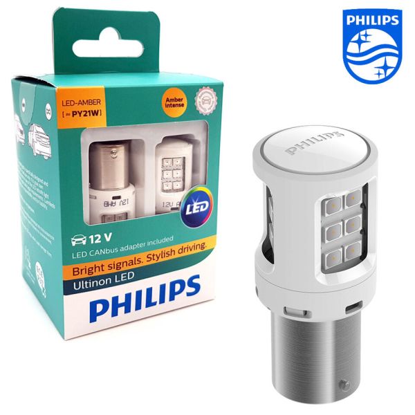 Лампи поворотні жовті led PHILIPS 11498ULAX2 PY21W LED 12V + Smart CAN bus X2 